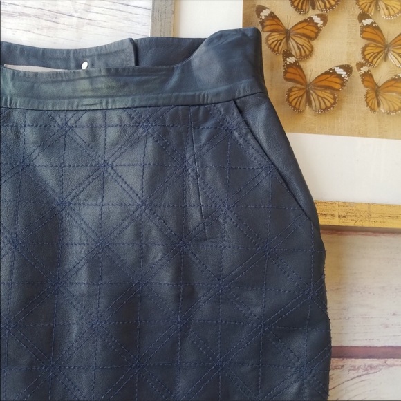 Preen Line Navy Quilted Leather High Waist Skirt - Picture 3 of 8